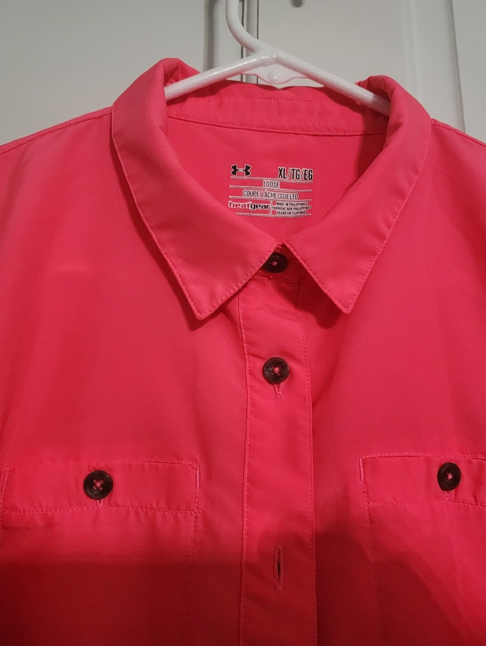 Under Armour Pink Lightweight Wicking Performance Button Up